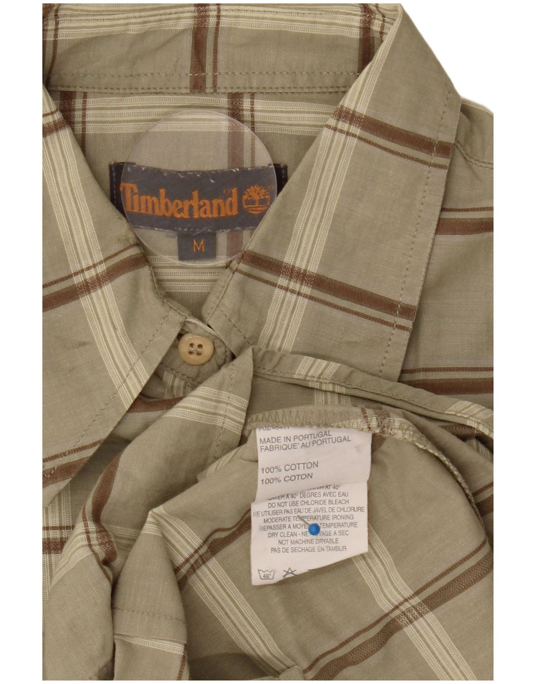 Timberland Womens Shirt UK 14 Medium Khaki Check Cotton