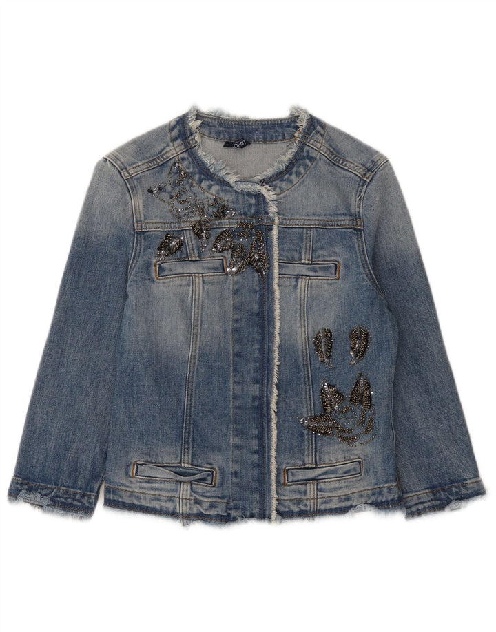 Liu Jo Womens Crop Denim Jacket UK 8 Small Blue Cotton