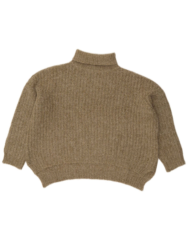 Zara Womens Crop Oversized Roll Neck Jumper Sweater UK 14 Medium Khaki
