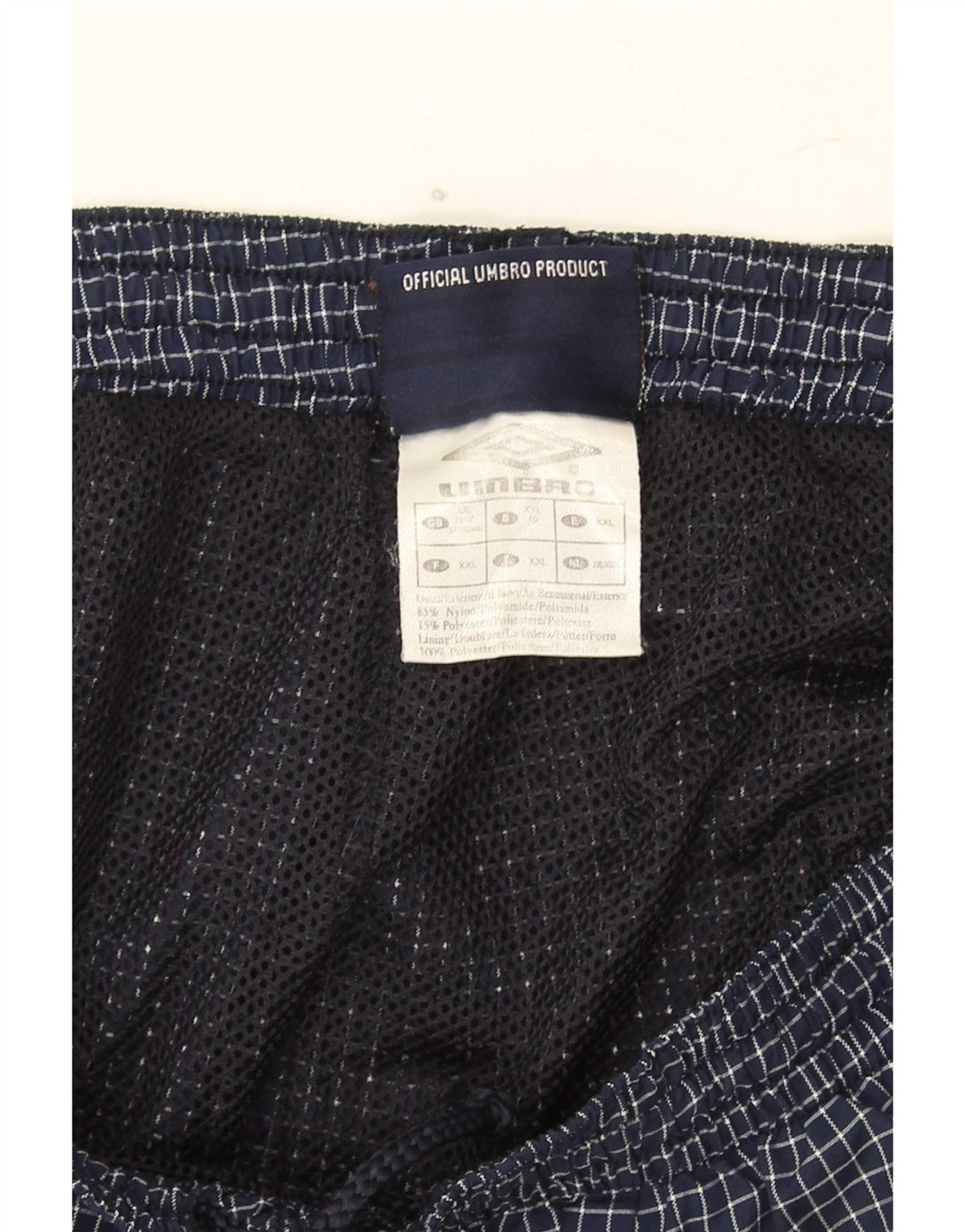 Umbro Mens Sport Shorts 2XL  Navy Blue Check Nylon