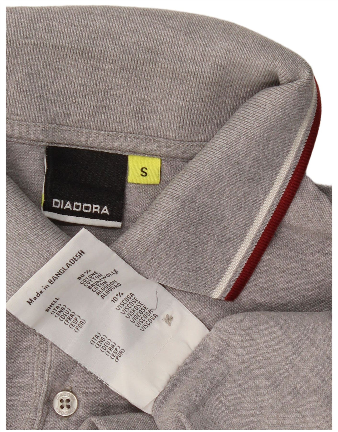 DIADORA Mens Polo Shirt Small Grey Cotton