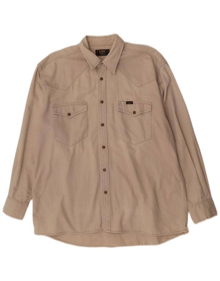 Lee Mens Shirt Large Beige Cotton
