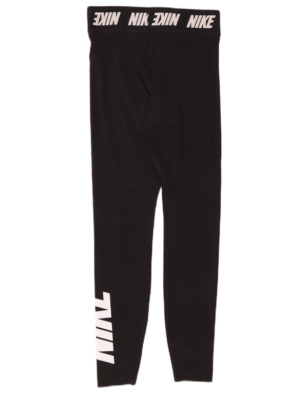 NIKE Womens Graphic Leggings UK 8 Small  Black Cotton
