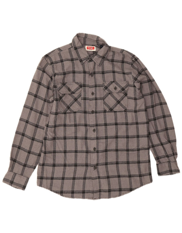 Wrangler Mens Flannel Shirt Medium Grey Check Cotton