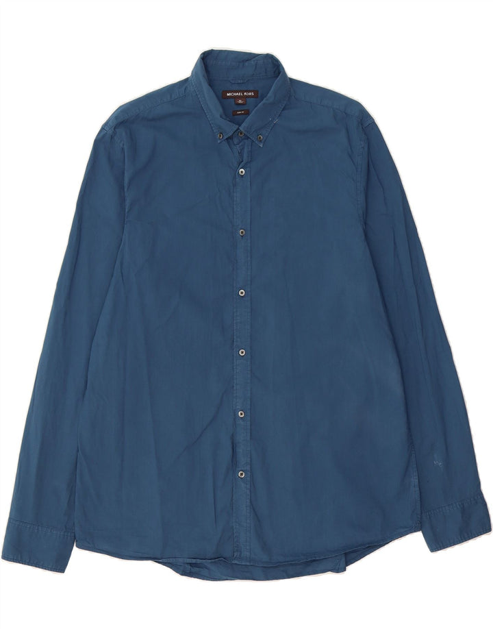 MICHAEL KORS Mens Slim Fit Shirt XL Navy Blue Vintage Michael Kors and Second-Hand Michael Kors from Messina Hembry 
