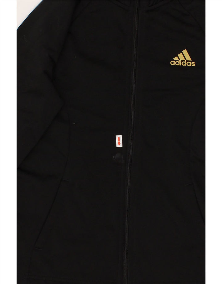 ADIDAS Girls Tracksuit Top Jacket 11-12 Years Black Polyester Vintage Adidas and Second-Hand Adidas from Messina Hembry 