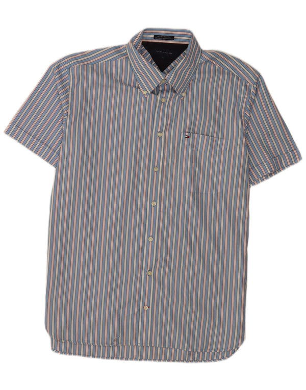Tommy Hilfiger Mens Short Sleeve Shirt Large Blue Striped