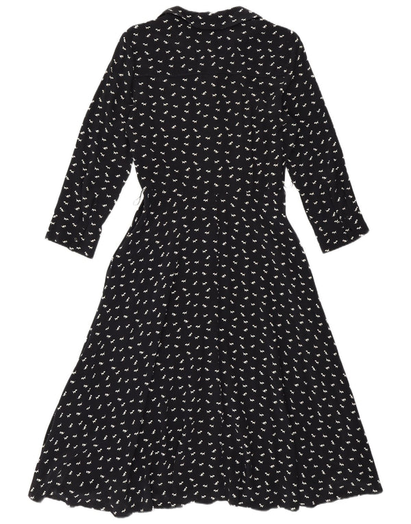 Hobbs Womens A-Line Dress UK 10 Small Navy Blue Animal Print Viscose