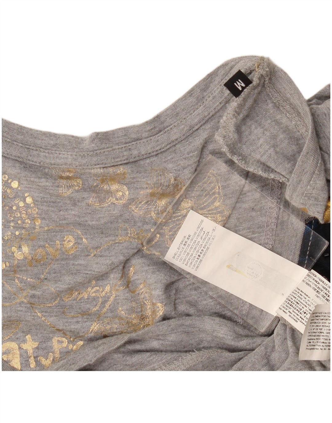 Desigual Womens Graphic Tunic Top UK 12 Medium Grey Viscose