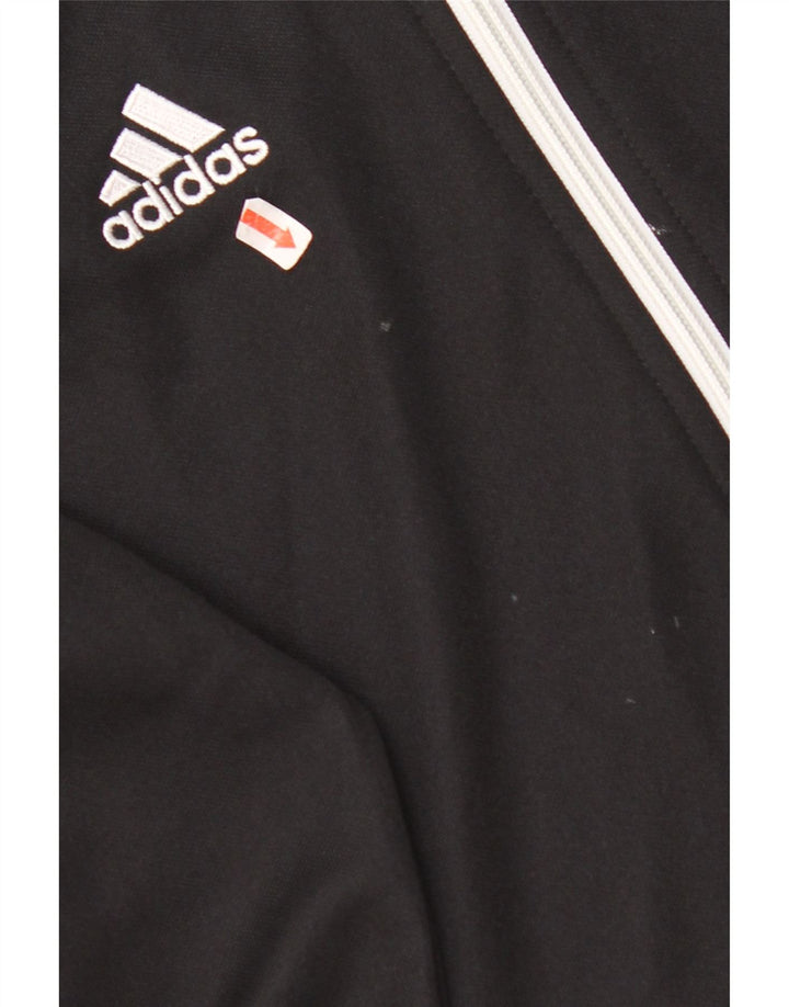 ADIDAS Boys Aeroready Tracksuit Top Jacket 13-14 Years Black Polyester