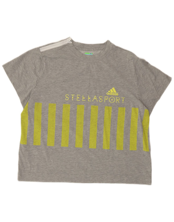 ADIDAS X STELLA MCCARTNEY Womens Graphic T-Shirt Top UK 20/22 XL Grey