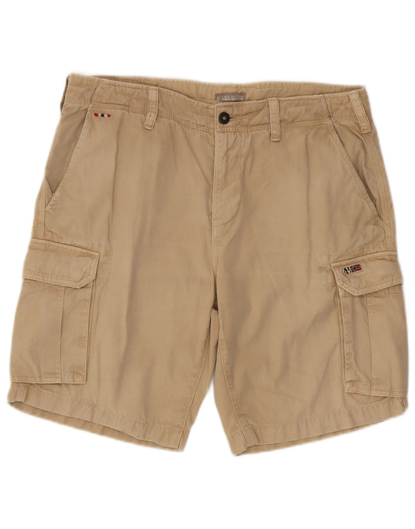 NAPAPIJRI Mens Cargo Shorts W34 Large Beige Cotton
