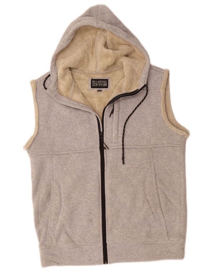 BILLABONG Mens Sleeveless Zip Hoodie Sweater Small Grey Polyester