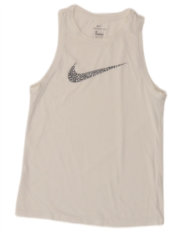 NIKE Womens Dri Fit Graphic Vest Top UK 6 XS White