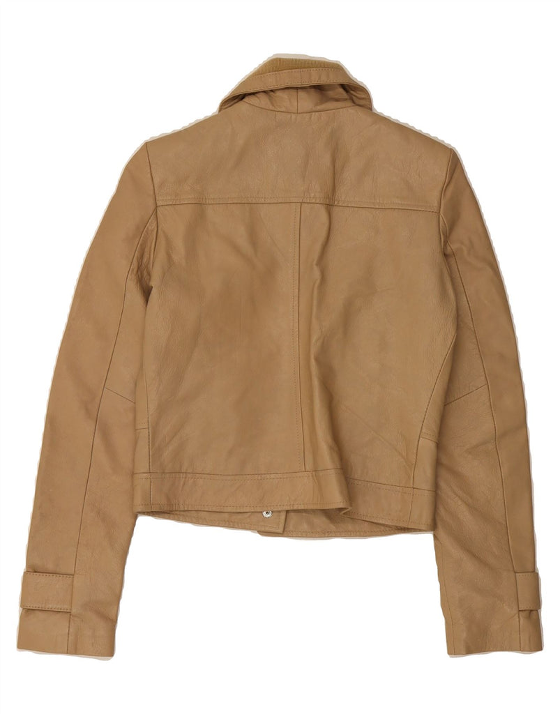 VERO MODA Womens Leather Jacket UK 12 Medium Beige Leather Vintage Vero Moda and Second-Hand Vero Moda from Messina Hembry 