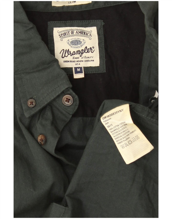 Wrangler Womens Slim Shirt UK 14 Medium Green Cotton