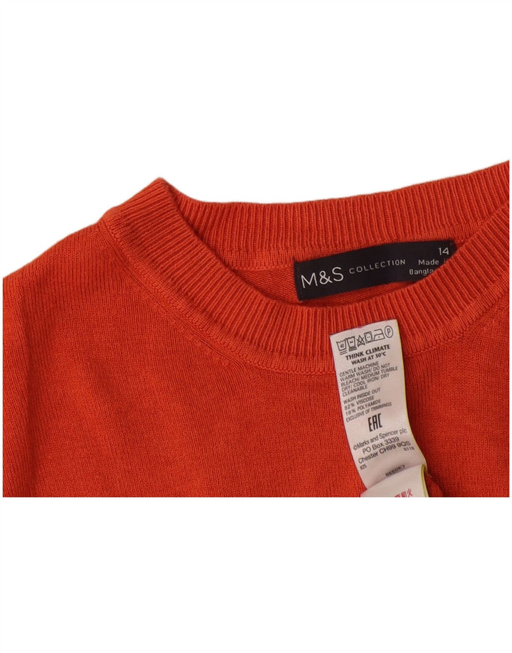Marks & Spencer Womens Crop T-Shirt Top UK 14 Medium Red Viscose