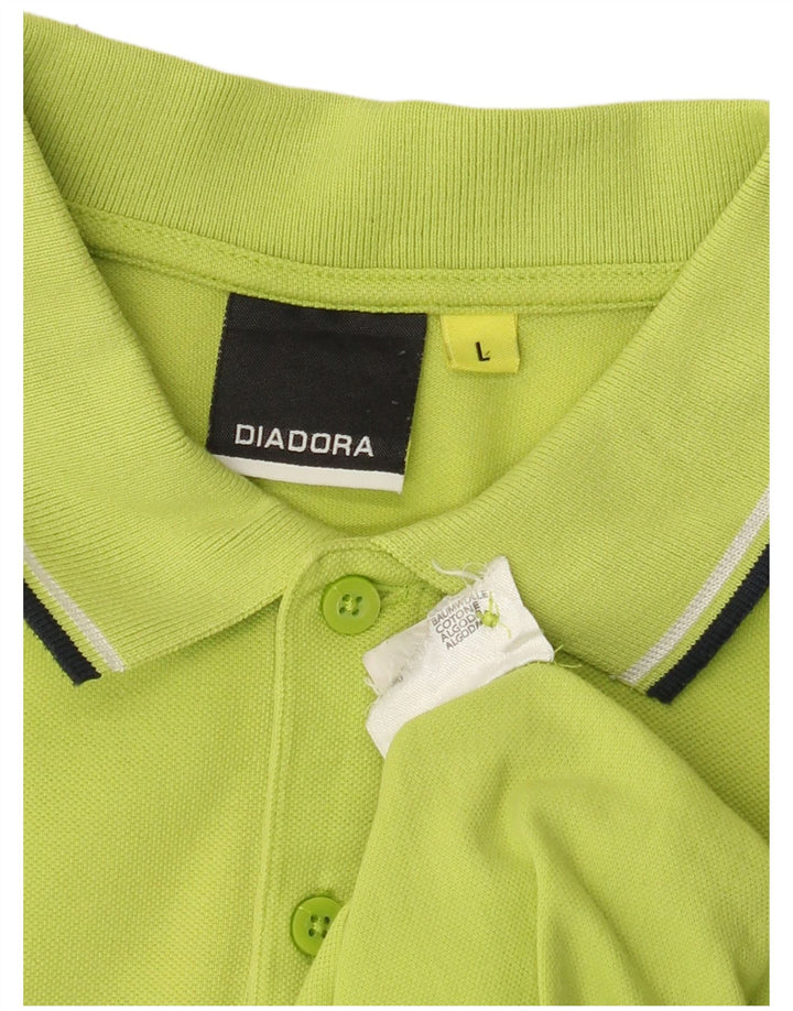 DIADORA Mens Polo Shirt Large Green Cotton
