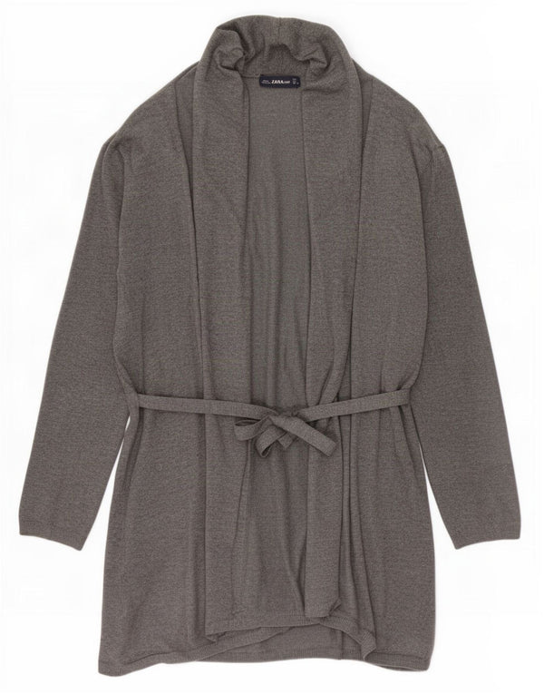 Zara Womens Longline Cardigan Sweater UK 16 Large Grey