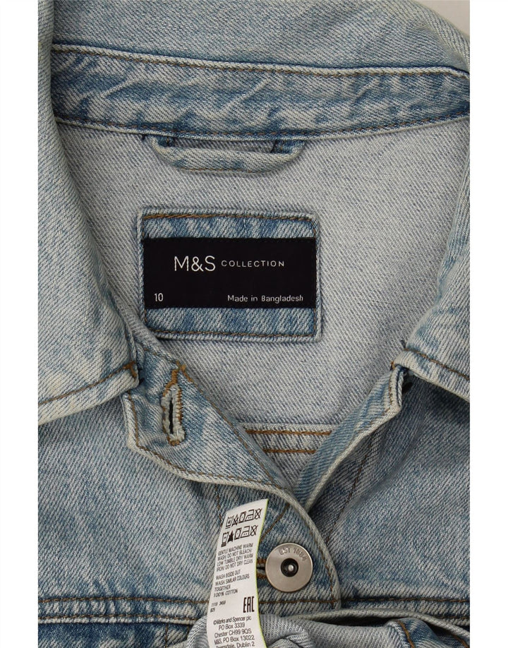 Marks & Spencer Womens Denim Jacket UK 10 Small Blue Cotton