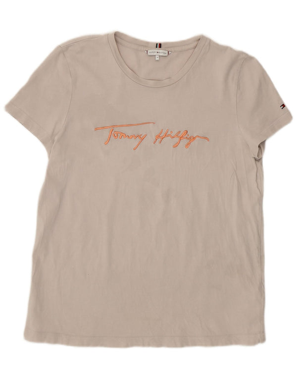 Tommy Hilfiger Womens Graphic T-Shirt Top UK 14 Medium Grey Cotton
