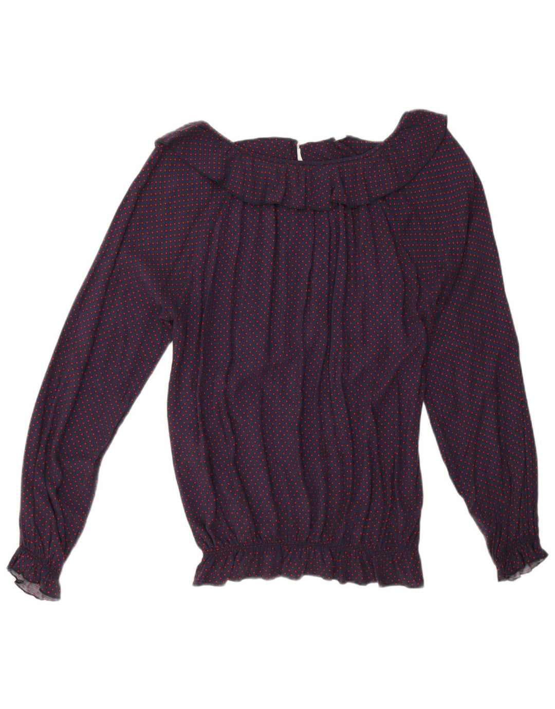 Fornarina Womens Blouse Top UK 14 Medium Navy Blue Spotted Retro