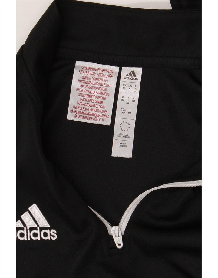Adidas Boys Aeroready Zip Neck Pullover Tracksuit Top 11-12 Years Black