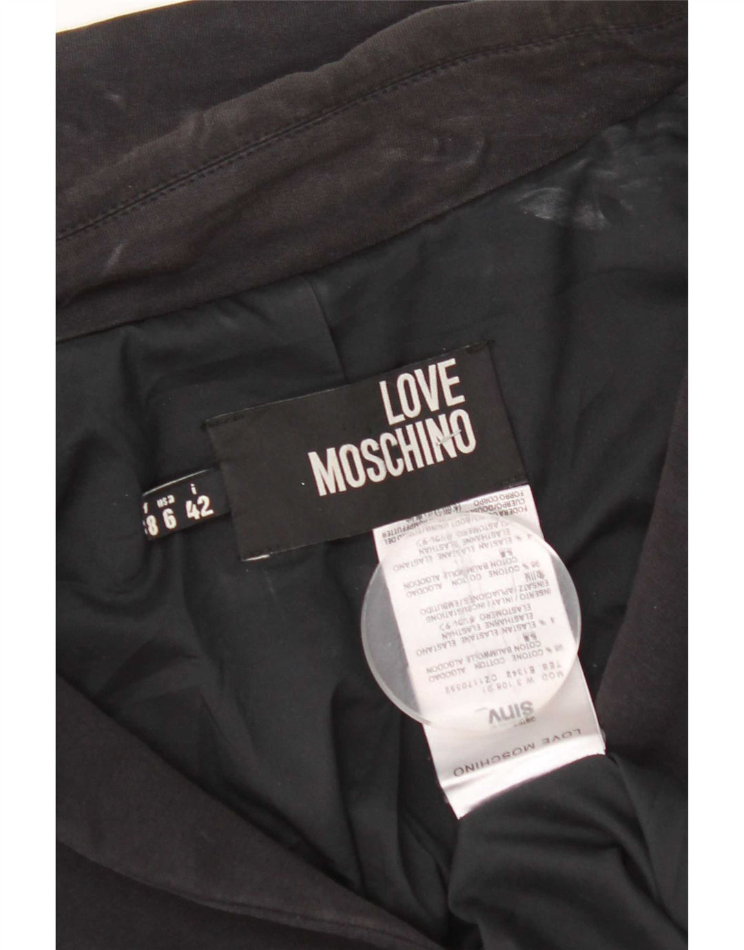 Moschino Womens Crop Graphic 3 Button Blazer Jacket UK 10 Small Black