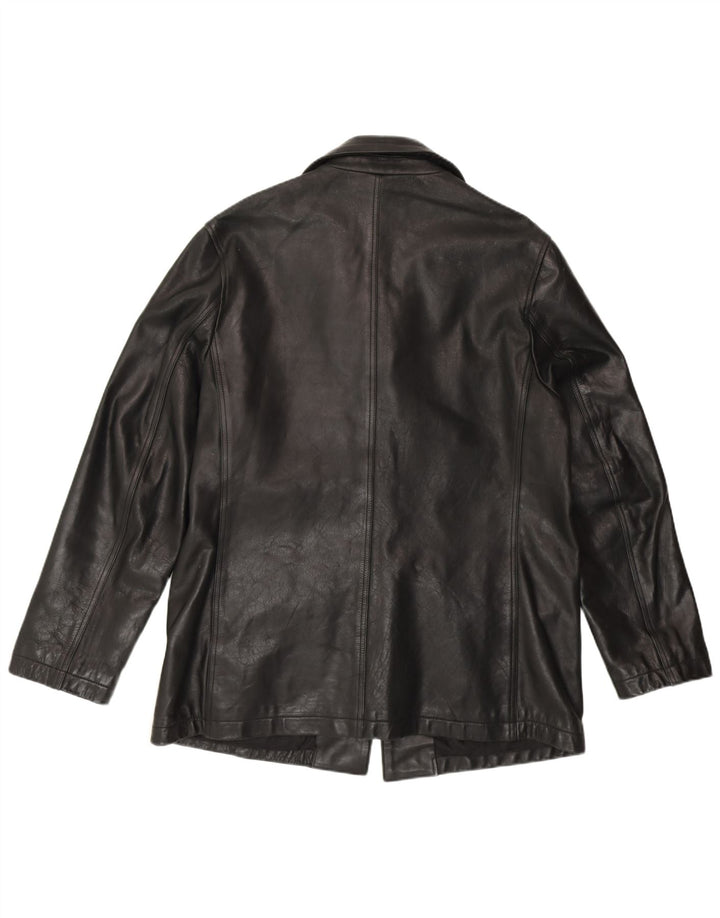 RED HERRING Mens Leather Jacket UK 40 Large Black Leather