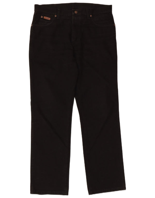 WRANGLER Mens Texas Straight Jeans W36 L32  Black Cotton