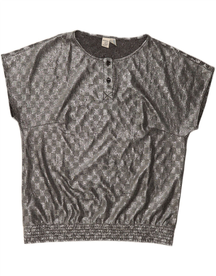 VINTAGE Womens Blouse Top EU 46/48 XL Grey Geometric Polyester Vintage Vintage and Second-Hand Vintage from Messina Hembry 