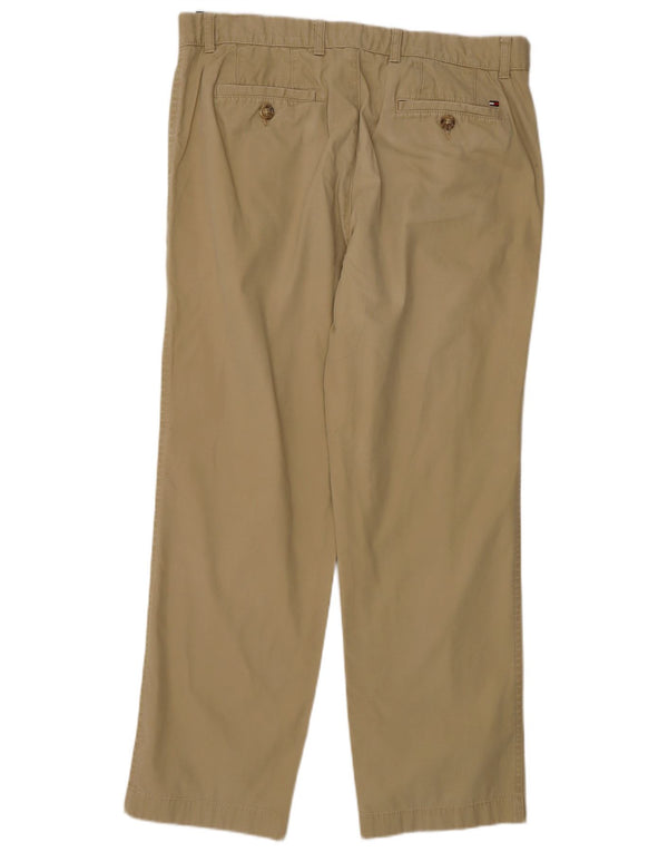 Tommy Hilfiger Mens Straight Chino Trousers W34 L30 Beige Cotton