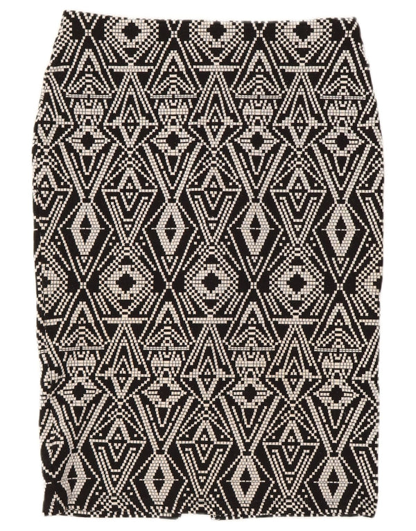 Marks & Spencer Womens Pencil Skirt UK 12 Medium W30 Black Geometric