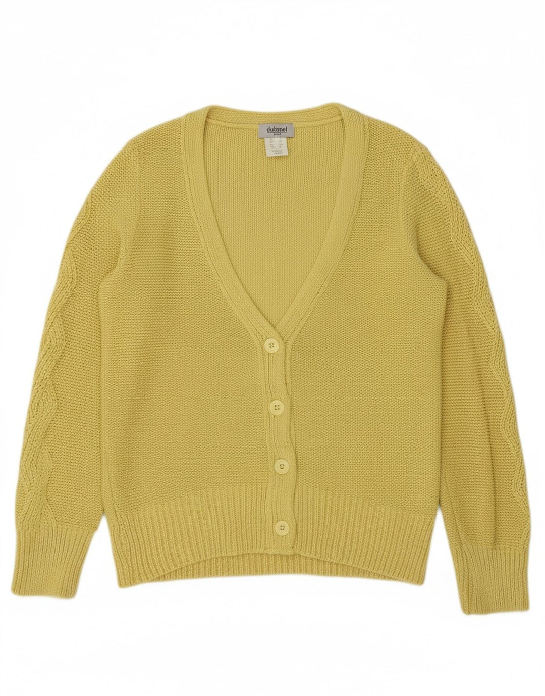 DELMOD Womens Cardigan Sweater UK 10 Small Yellow Polyester