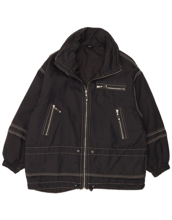 Vintage Womens Oversized Windbreaker Jacket IT 44 Medium Black Polyamide