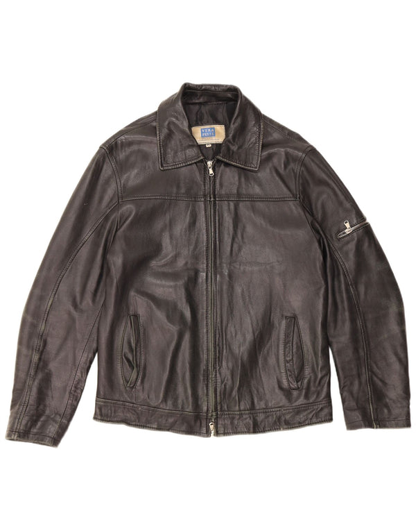 Lavorazione Artigianale Mens Leather Jacket IT 48 Medium Black Leather