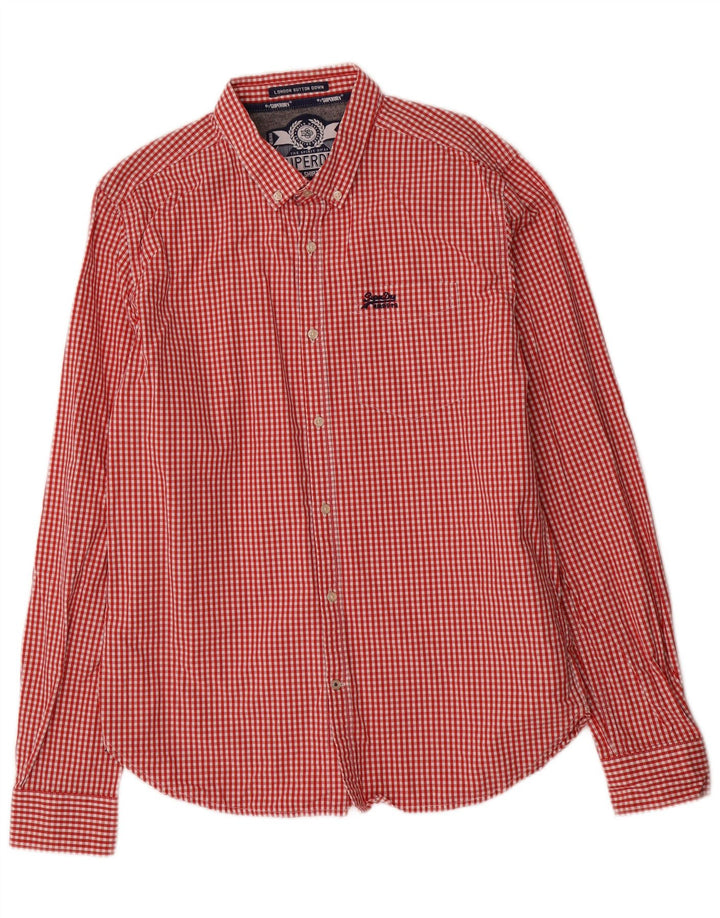 Superdry Mens Shirt XL Red Gingham Cotton