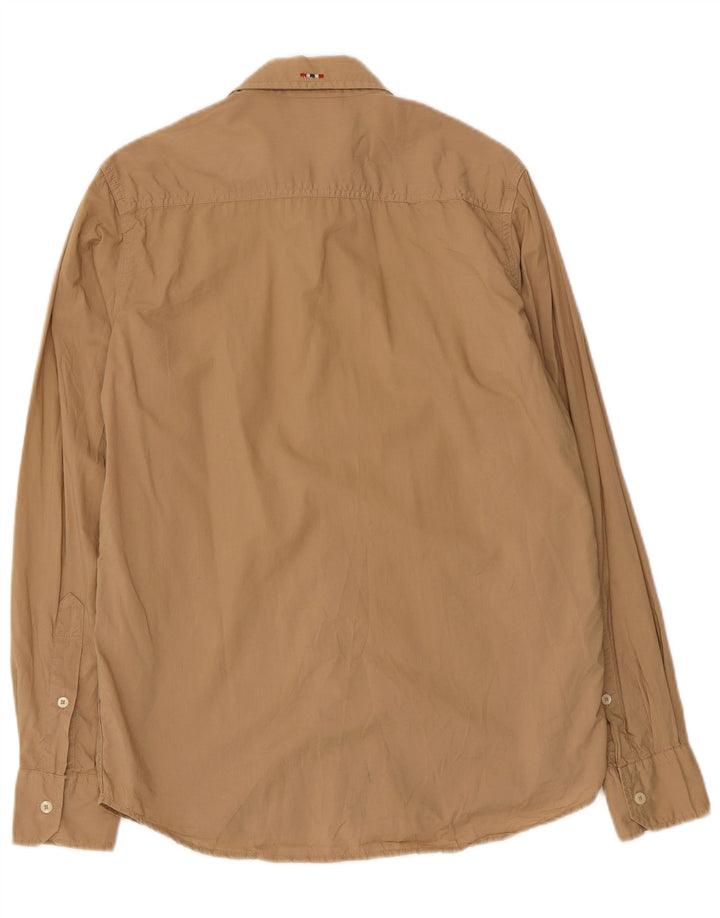 Napapijri Mens Shirt Small Beige Cotton