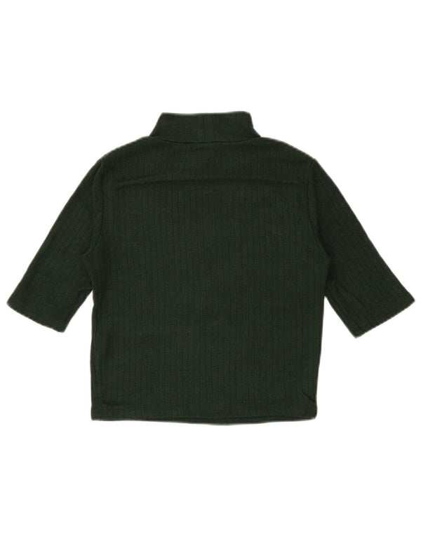 Zara Womens Crop T-Shirt Top UK 8 Small Green Viscose