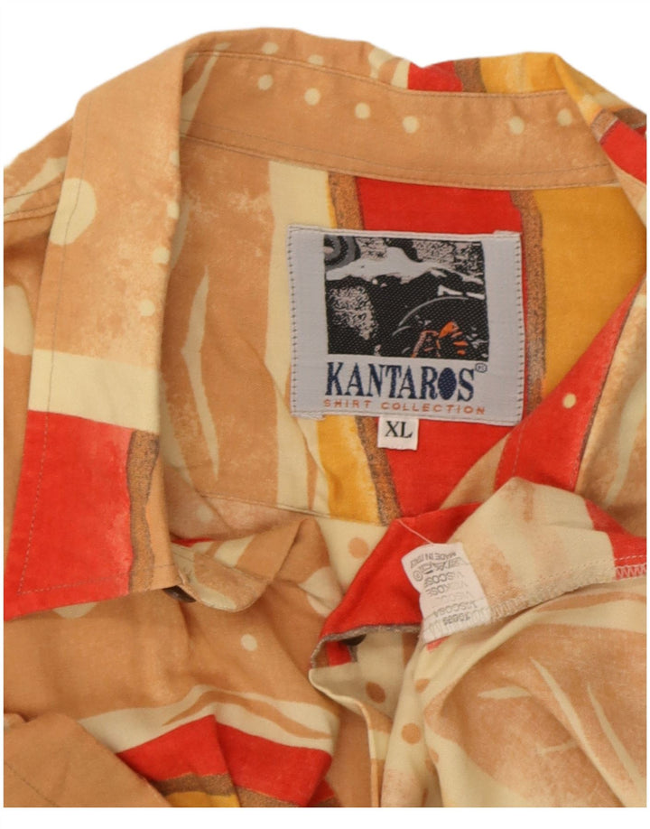 Kantaros Mens Short Sleeve Shirt XL Multicoloured Patchwork Viscose