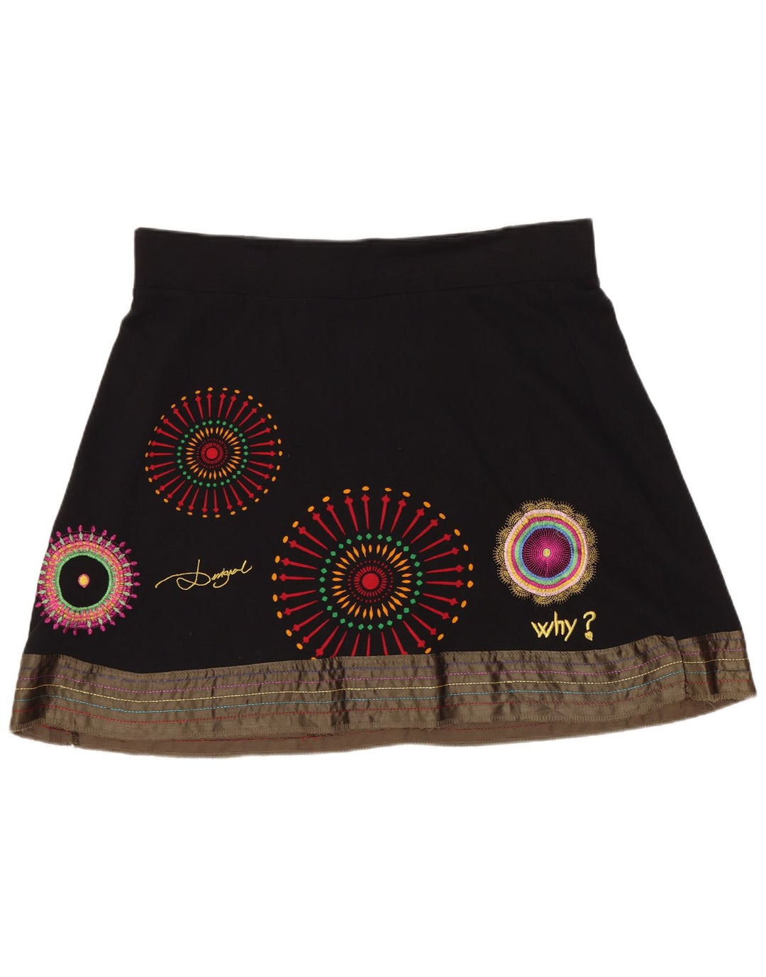 Desigual Womens Mini Skirt XL W36 Black Geometric