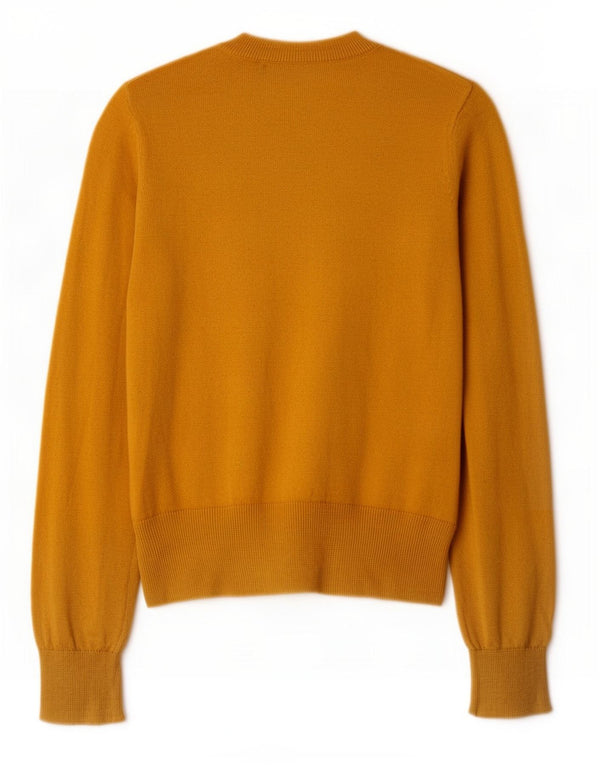 Zara Womens Crop Crew Neck Jumper Sweater UK 10 Small Yellow Polyester