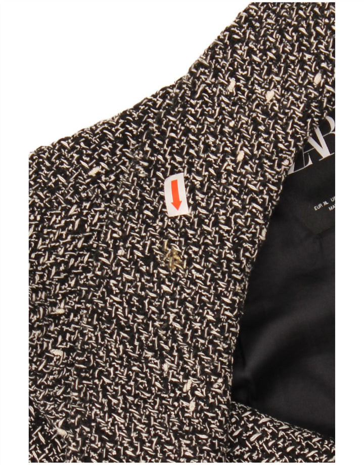 ZARA Womens Oversized Crop Blazer Jacket UK 18 XL Black Flecked