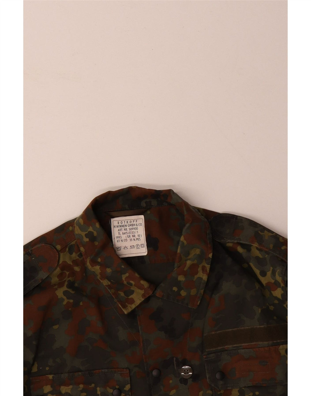 VINTAGE Mens Military Shirt Large Khaki Camouflage Cotton Army