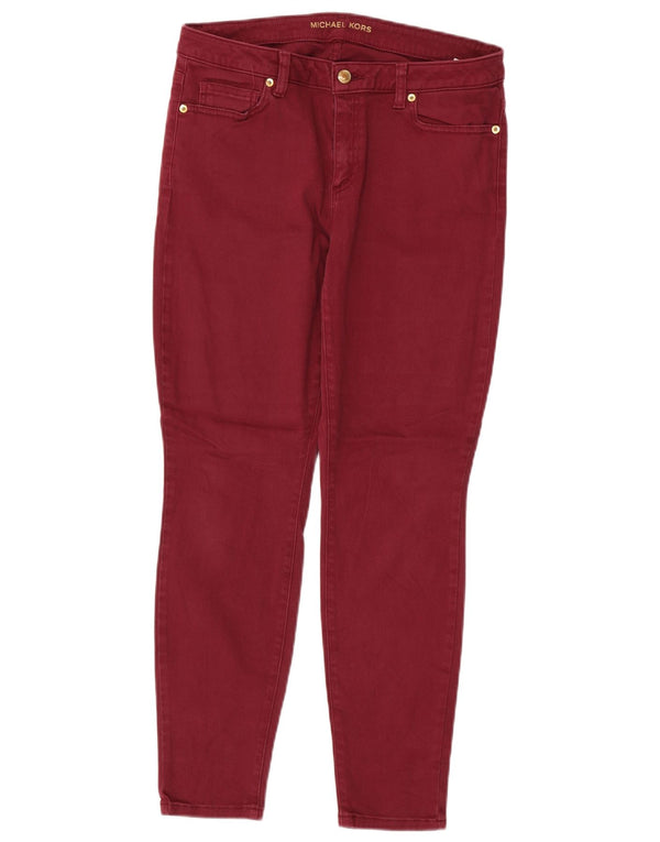 Michael Kors Womens Izzy Skinny Jeans US 10 Large W32 L28 Burgundy Cotton