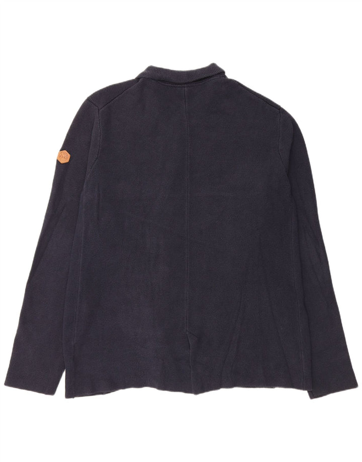 Timberland Mens Regular Fit Cardigan Sweater 2XL Navy Blue Cotton