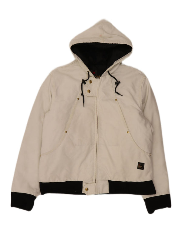 Richlu Mens Hooded Bomber Jacket UK 40 Large Off White Cotton