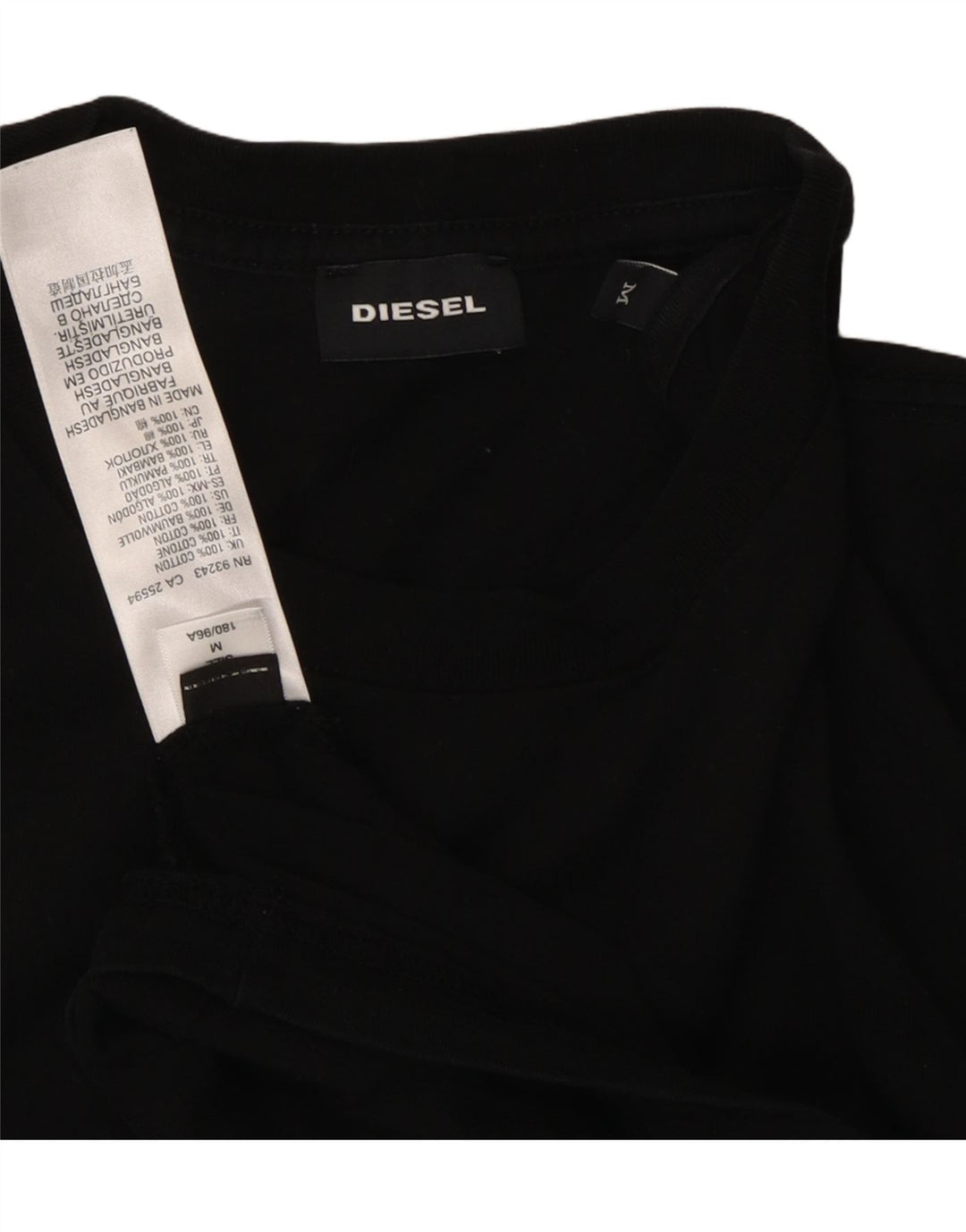 DIESEL Mens T-Shirt Top Medium Black Cotton