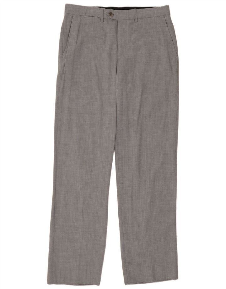 Zara Mens Straight Suit Trousers EU 40 Medium W31 L33 Grey Wool