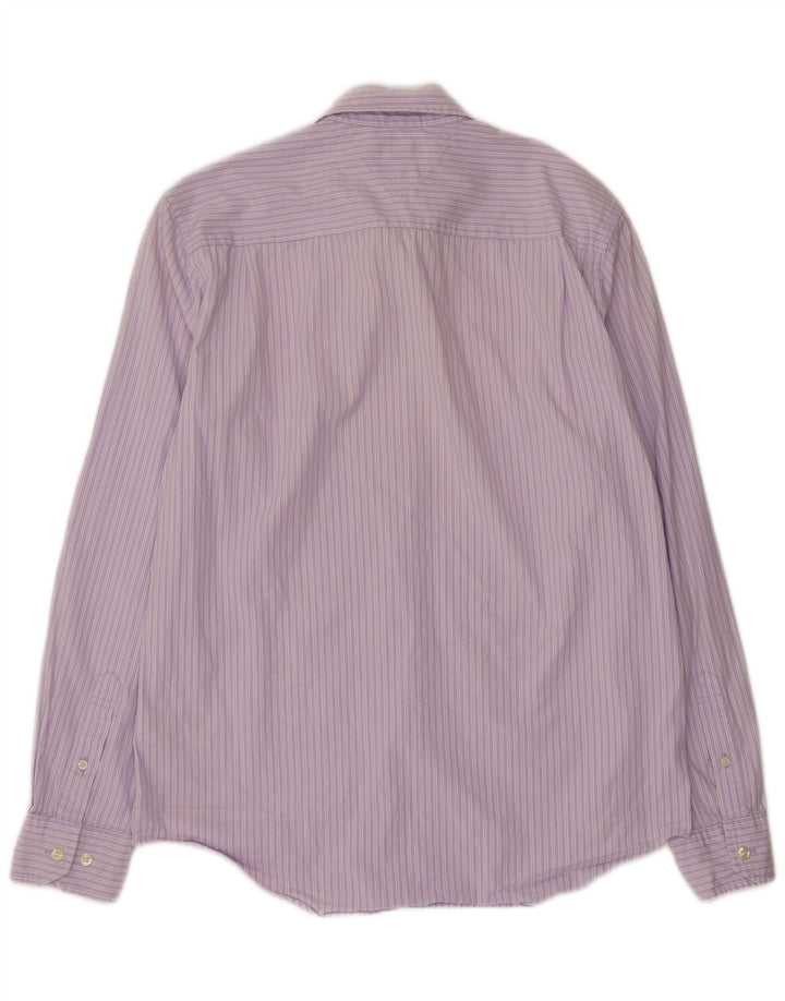 Tommy Hilfiger Mens Custom Fit Shirt Medium Purple Striped Cotton